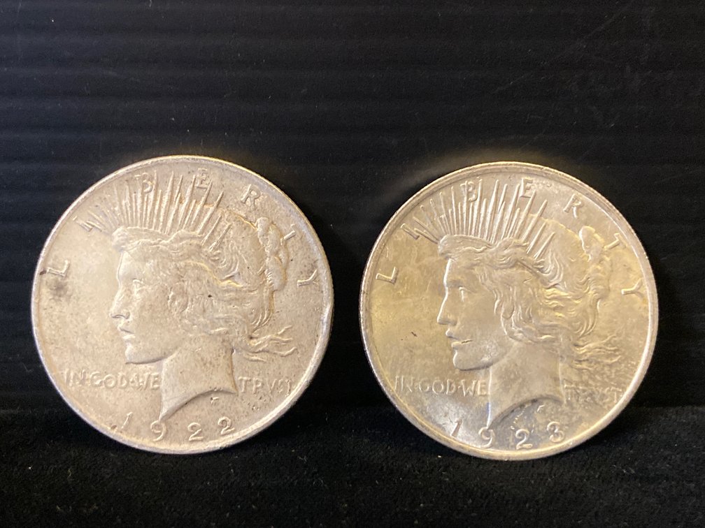 Two Silver Peace Dollars