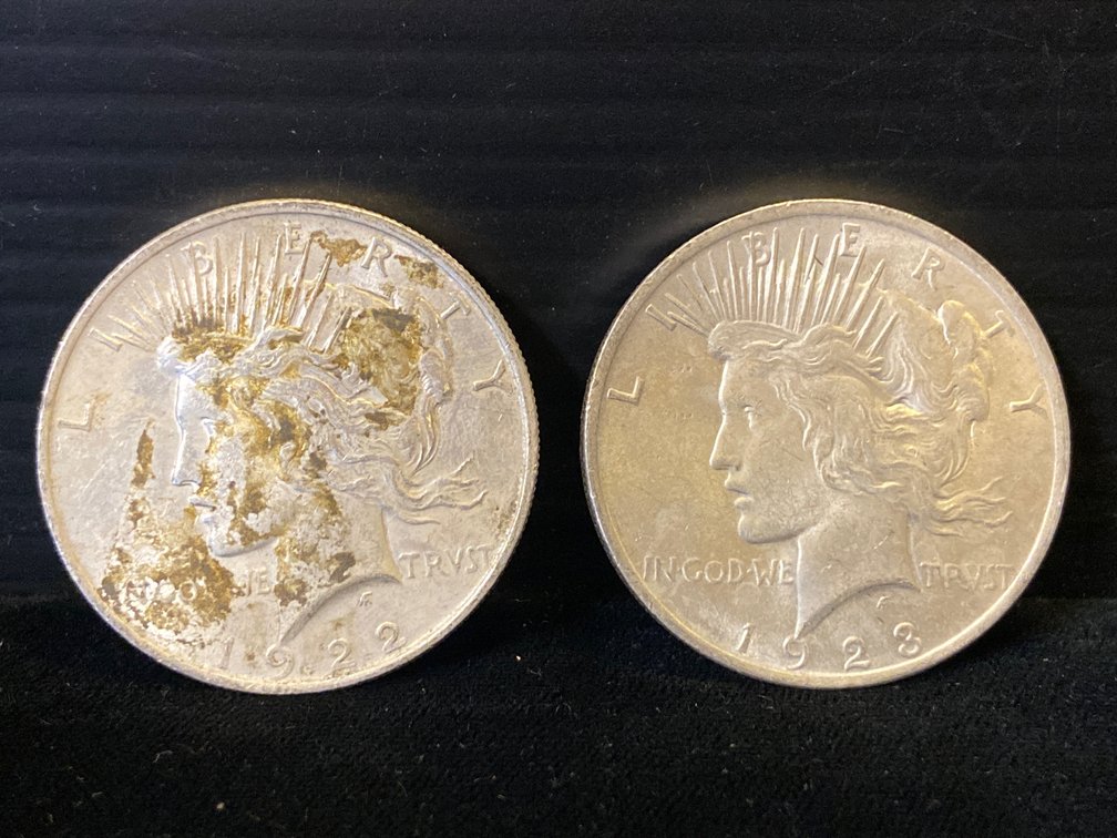 Two Silver Peace Dollars