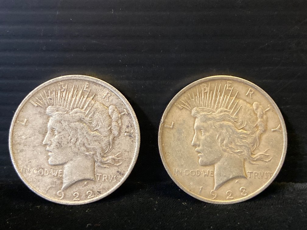 Two Silver Peace Dollars