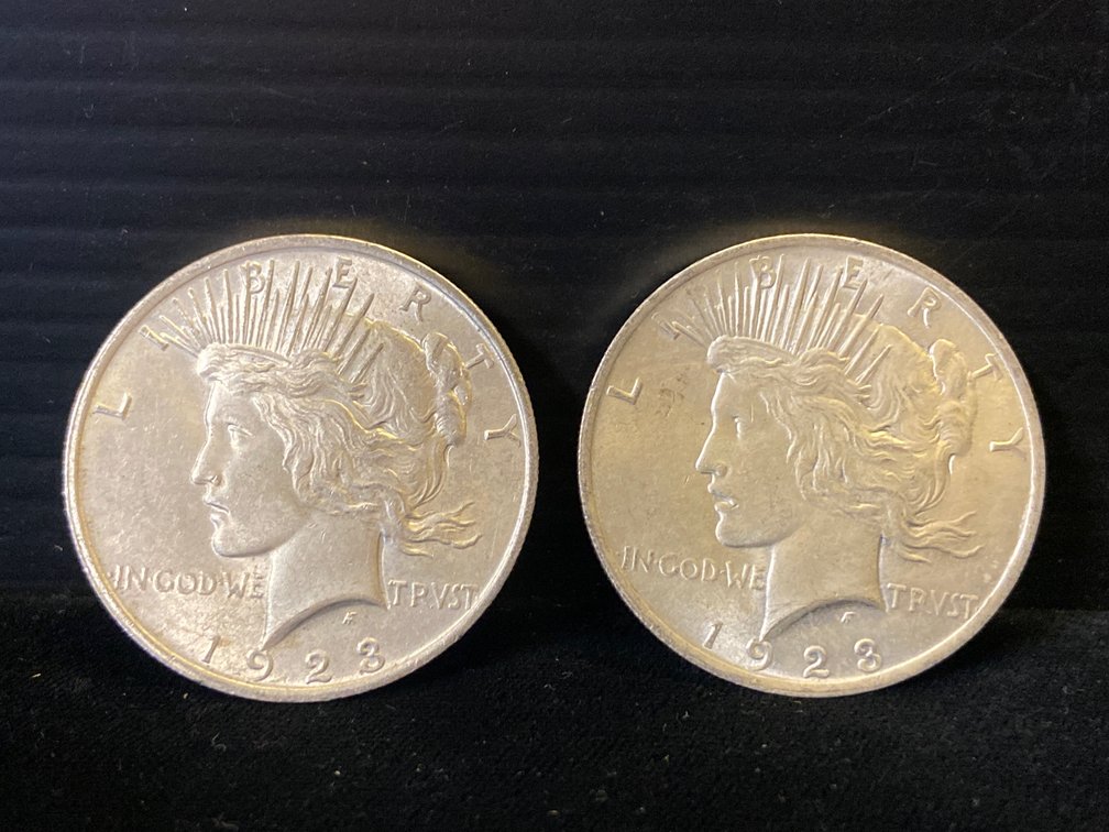 Two 1923 Silver Peace Dollars
