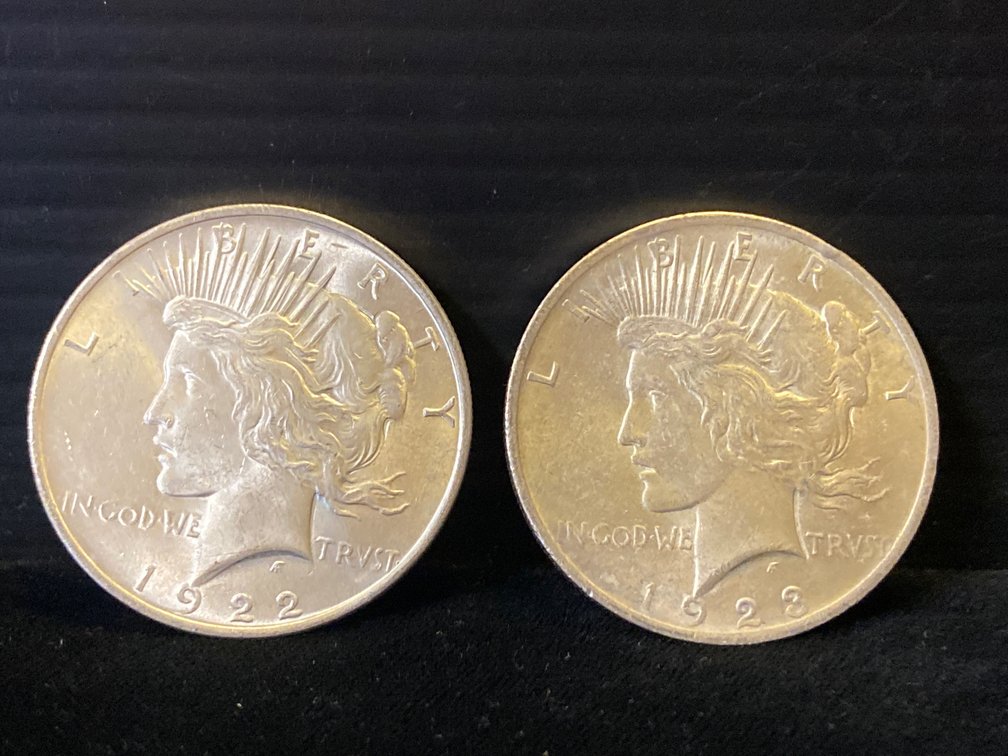 Two Silver Peace Dollars