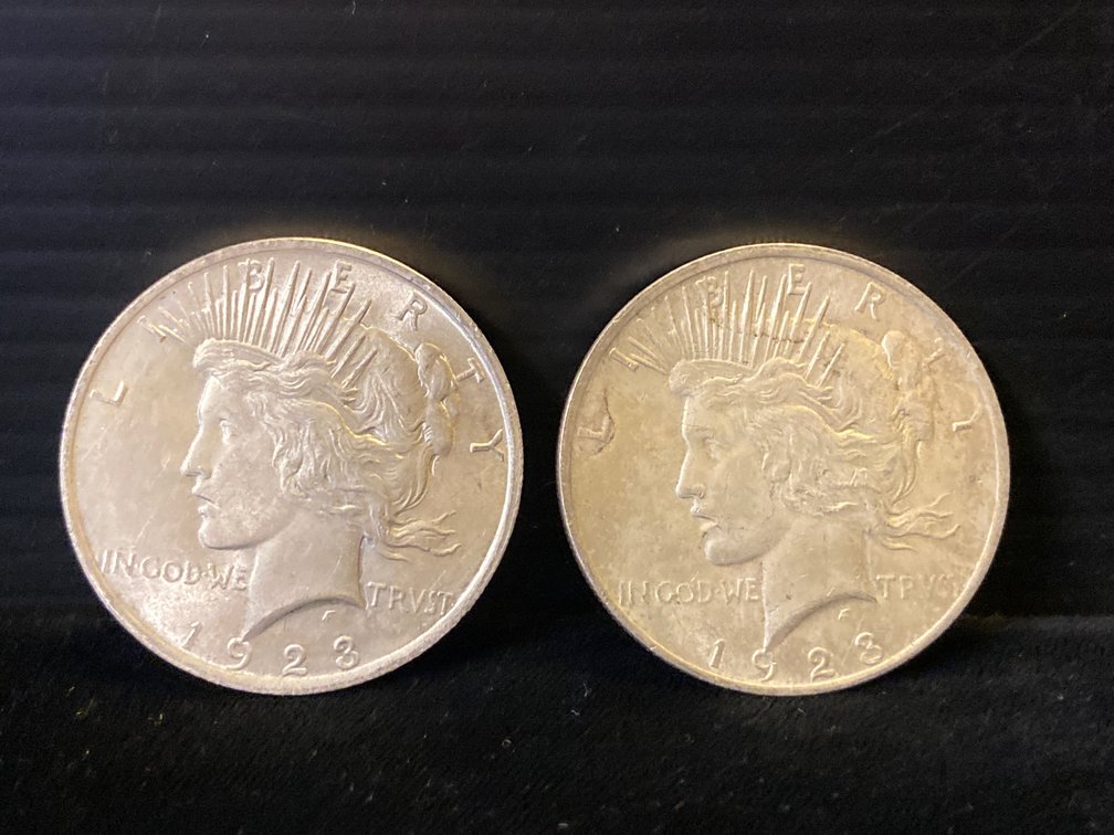 Two 1923 Silver Peace Dollars