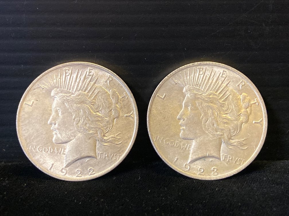 Two Silver Peace Dollars