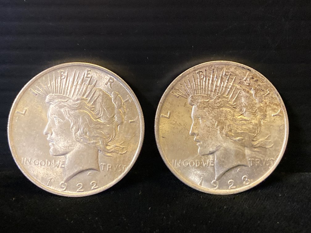 Two Silver Peace Dollars