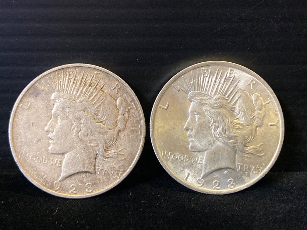 Two 1923 Silver Peace Dollars