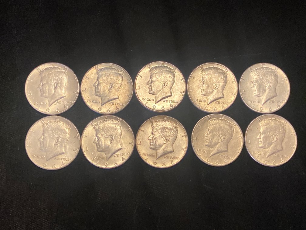 (10) Kennedy Silver 1/2 Dollars