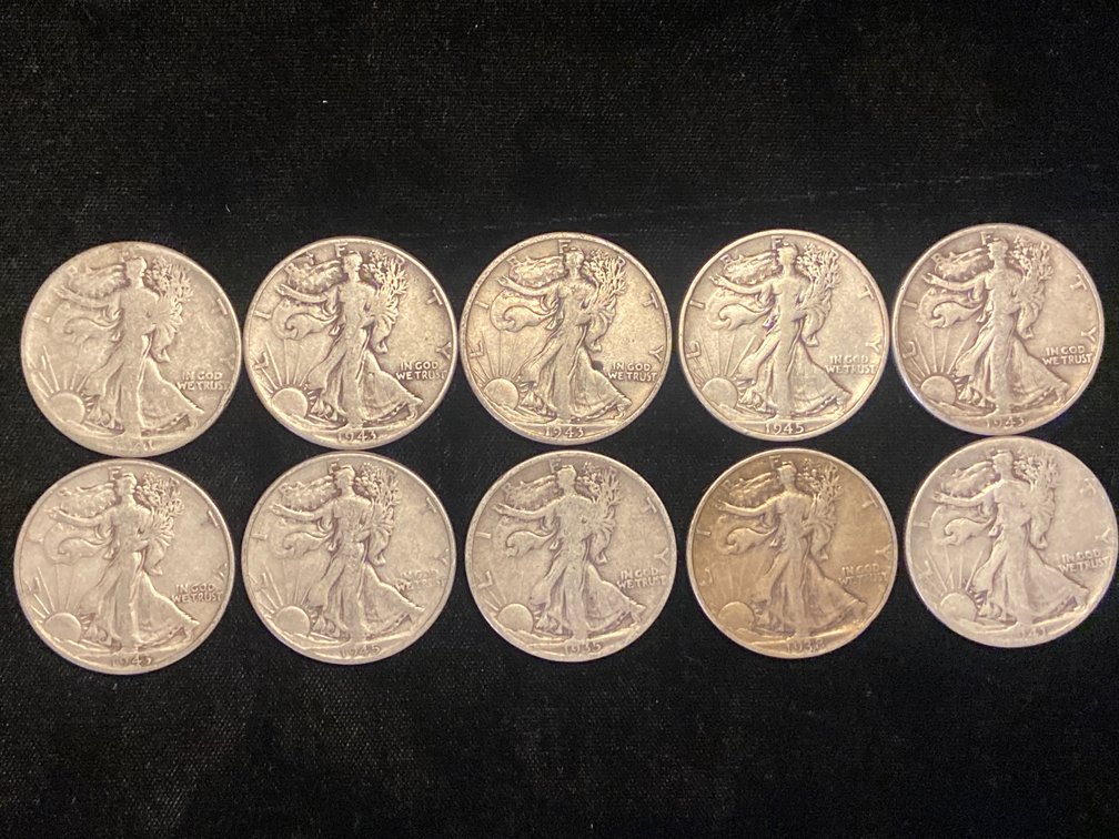 (10) Walking Liberty 1/2 Dollars