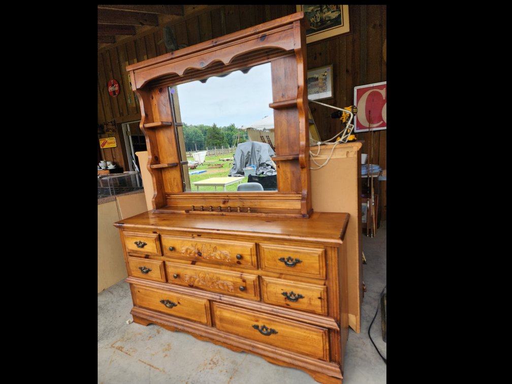 Vintage Pine Dresser with Mirror 
