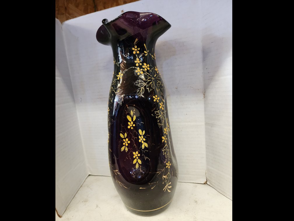 Vintage Hand Painted Fluted Vase