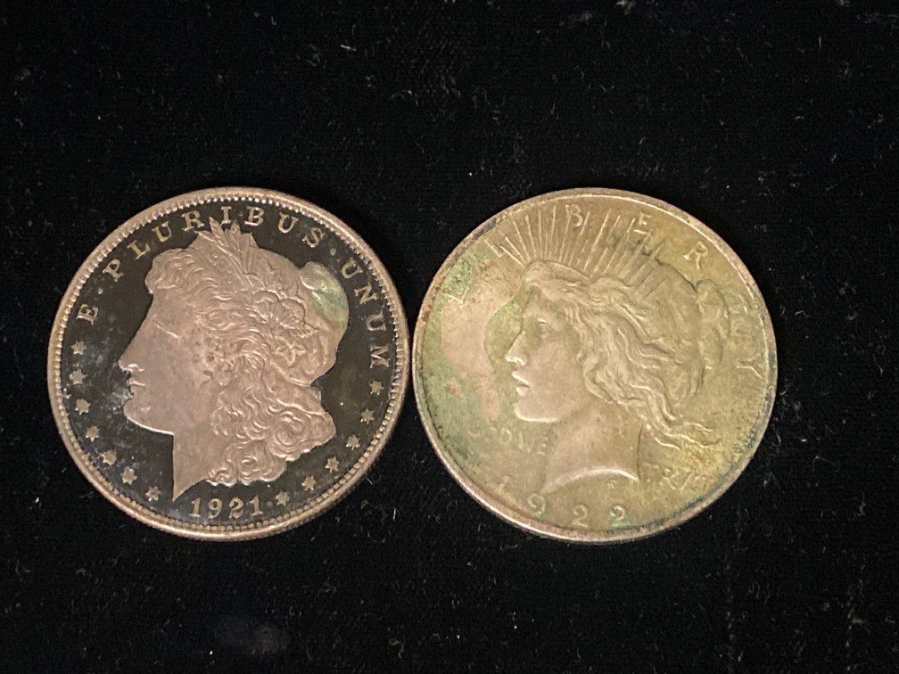 (2) Silver Morgan And Peace Dollars