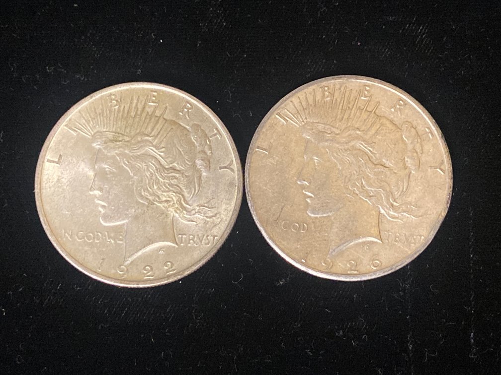 (2) Silver Peace Dollars