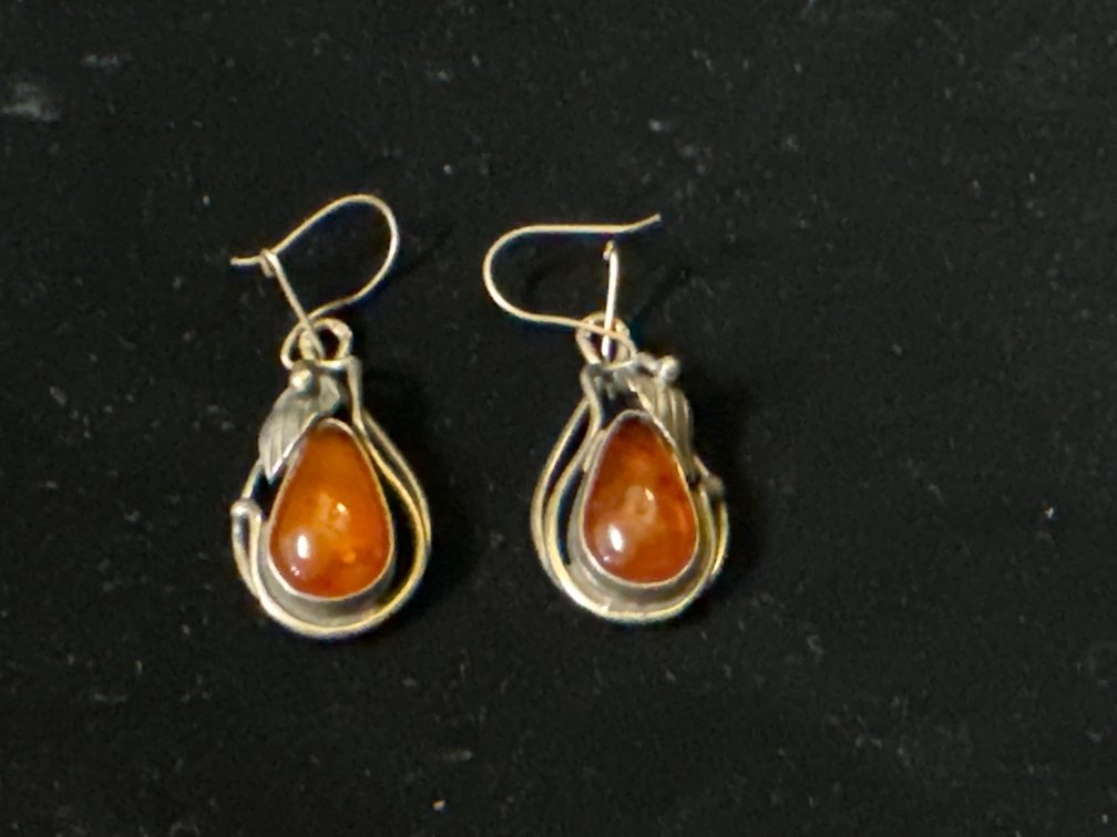 Sterling and Amber Earrings