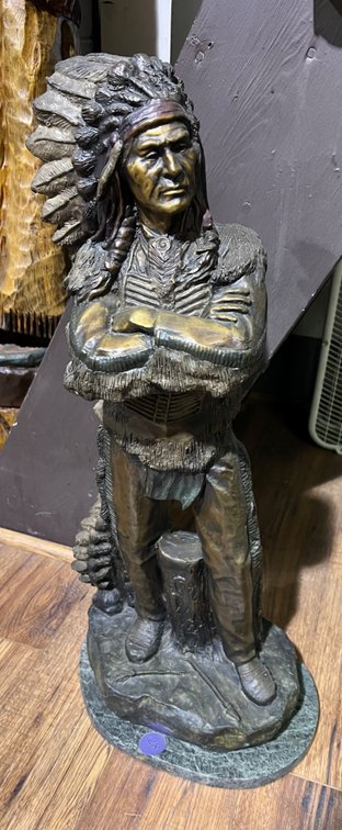 Bronze Indian approx 30”T on marble base