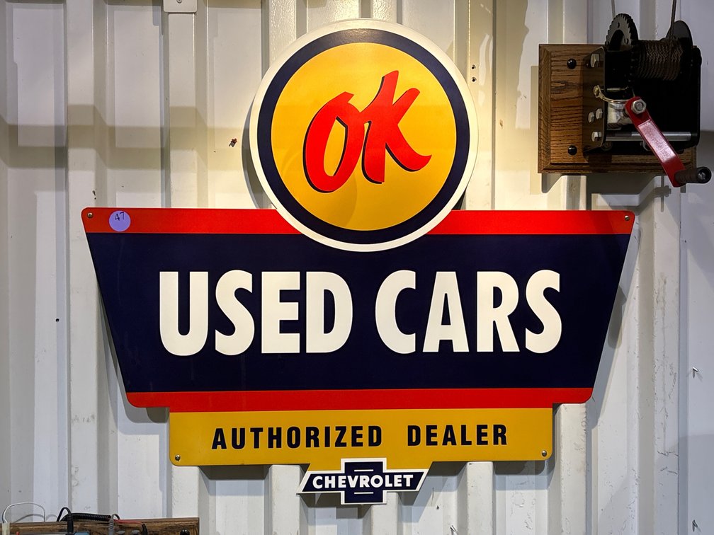 OK Used Cars Chevy metal sign