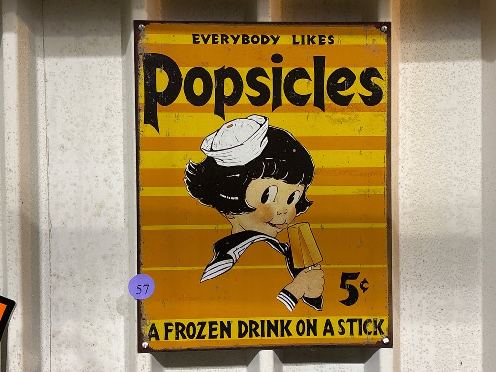 Popsicles Metal  sign, 12” x 16”