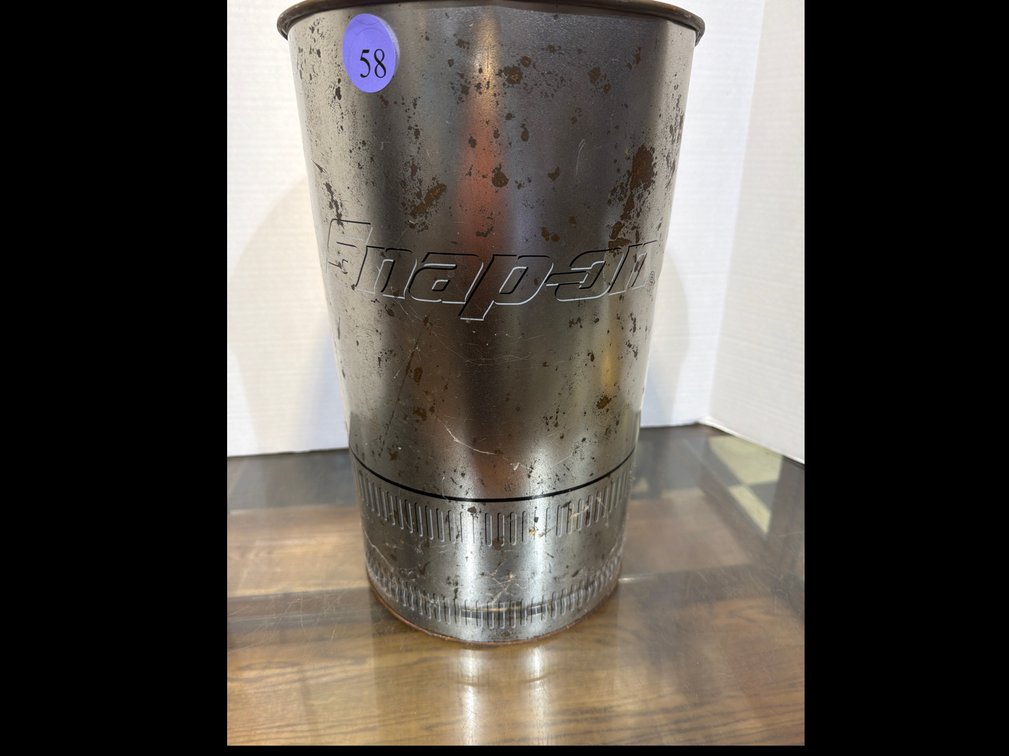 Snap-on Tools vintage branded metal trash can or wastebasket