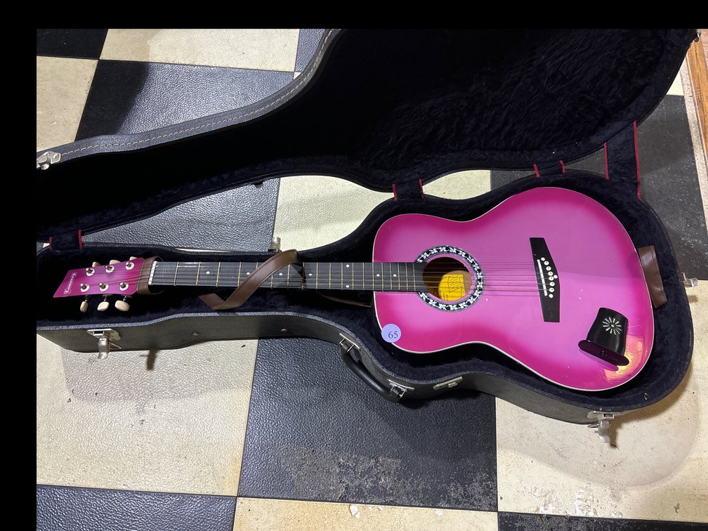 Lumanog acoustic guitar and case; 40” long
