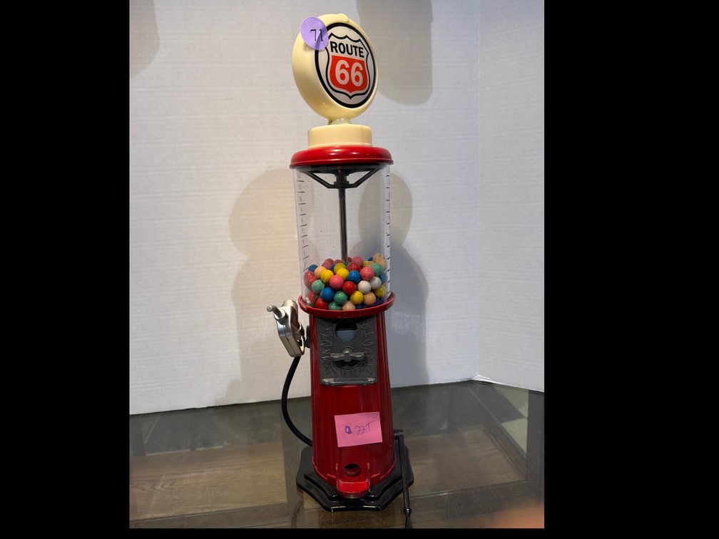 Route 66 Gas Pump Bubble Gum Machine 22”tall