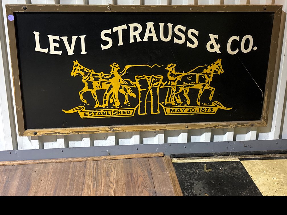Levi Strauss & Co wooden sign; 30” x 60”