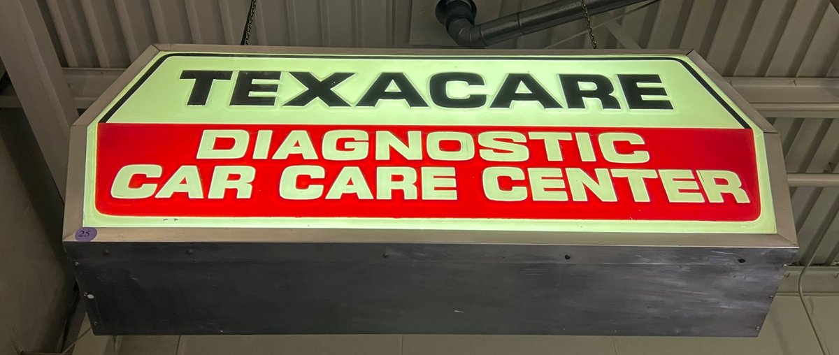 Texacare diagnostic car care center illuminated hanging sign