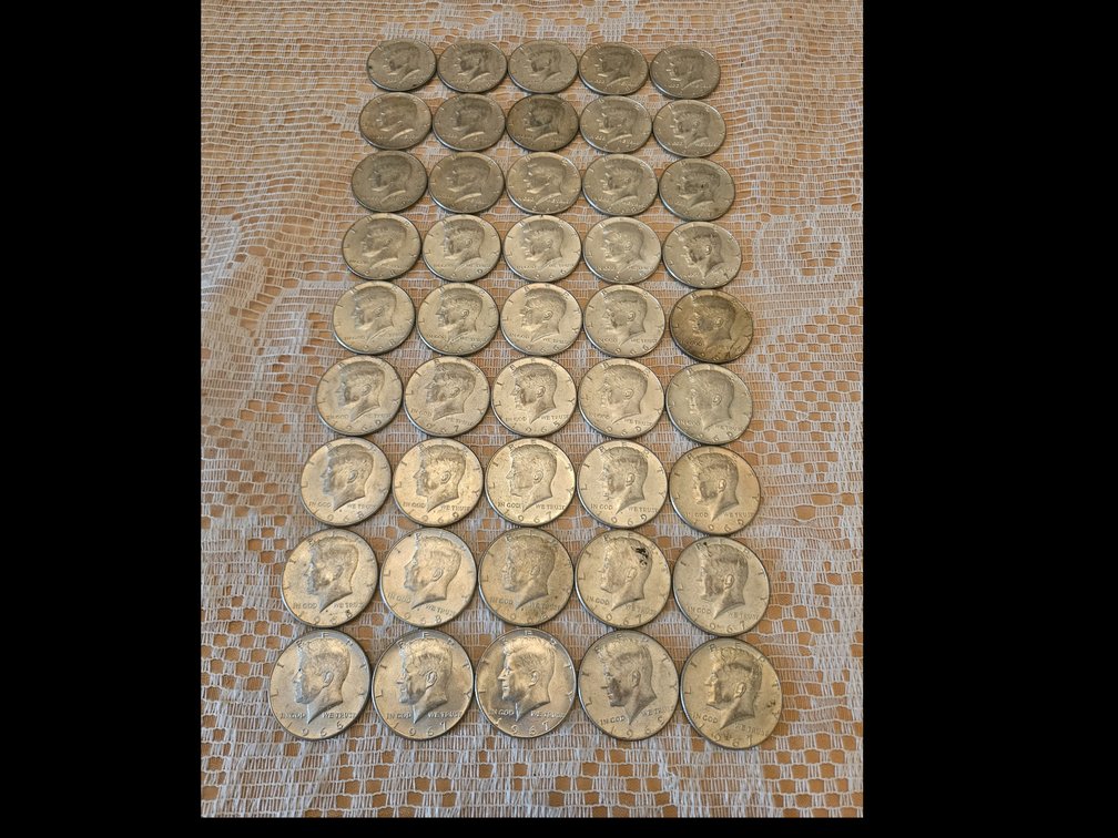 40% Silver 45 Kennedy Half Dollars 1965 - 1969