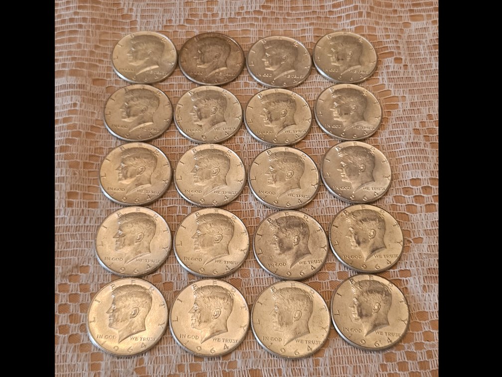 20 90% Silver 1964 Kennedy Half Dollars
