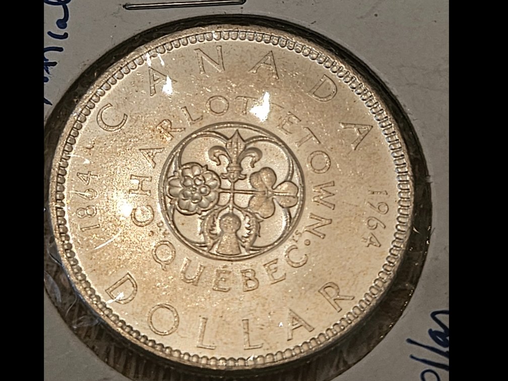 Silver 1864 - 1964  Canadian Centennial Dollar - 80% SILVER  23.33 GRAMS