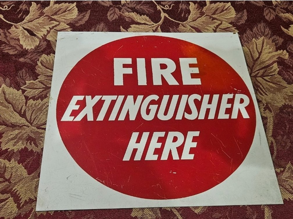 1960's-70's +/- FIRE EXTINGUISHER painted Metal Sign