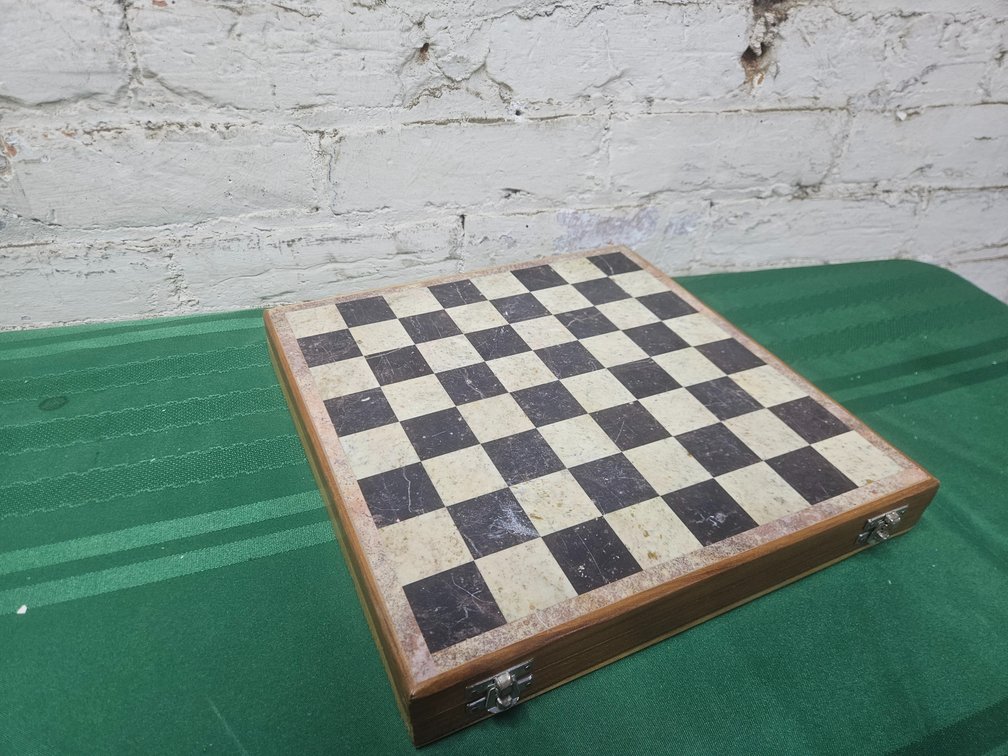 Cased Marble Topped Chess Set