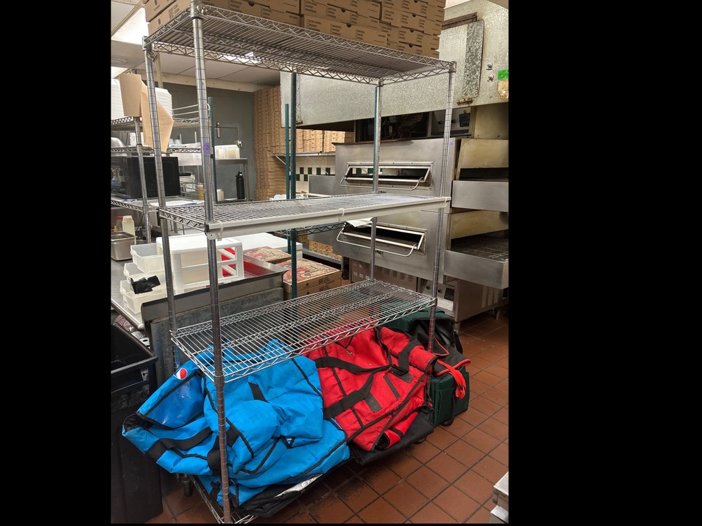 Metal shelving unit; 48” x 18” x 76” tall