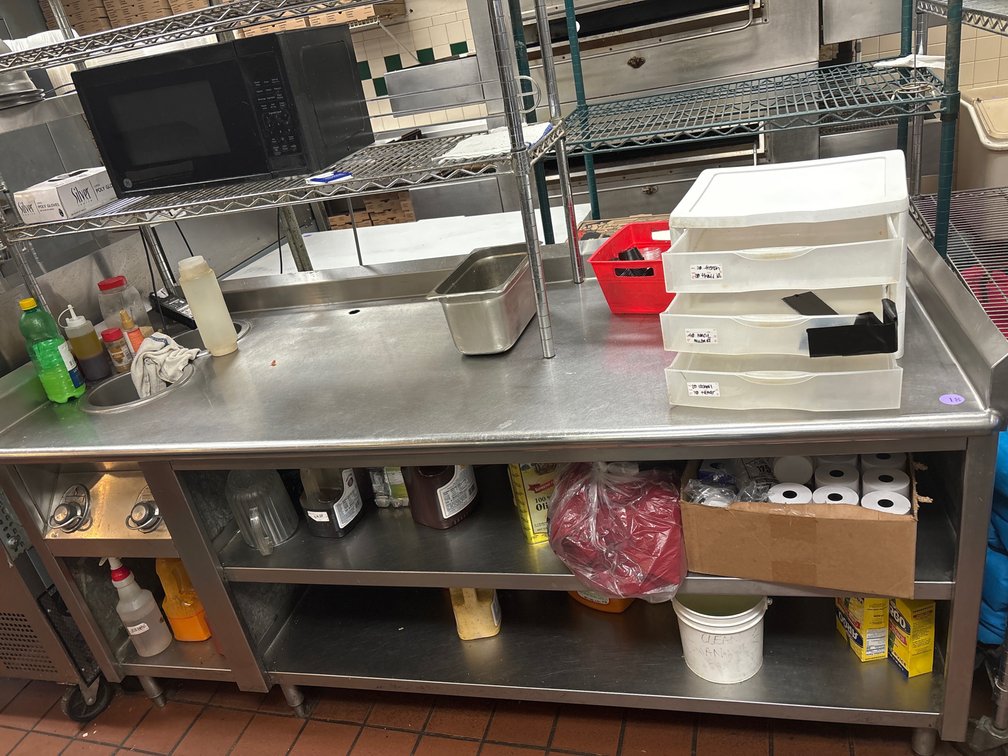 Stainless prep table w/ shelf and warming unit