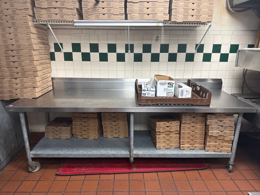 Stainless Steel Work Table, 2 Shelves on Casters