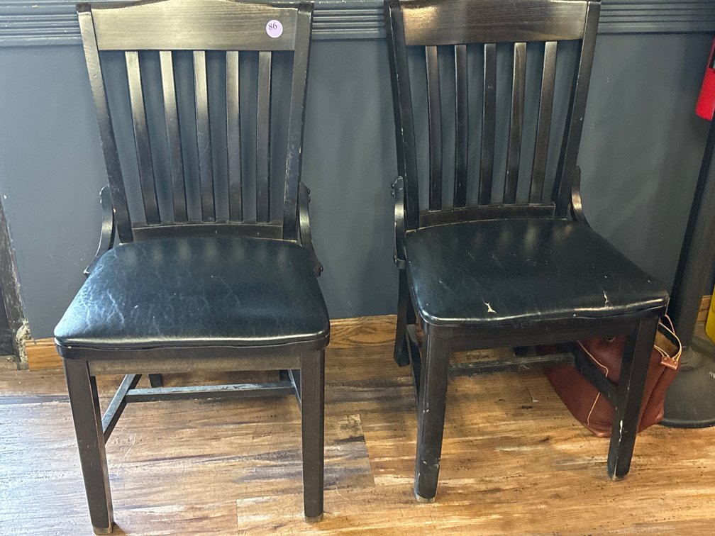 2 wood and vinyl side chairs