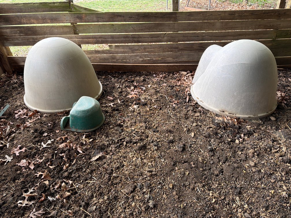(2) dog/animal houses (1 has a crack on the side), 2 small feeding buckets, and an 8’ ladder