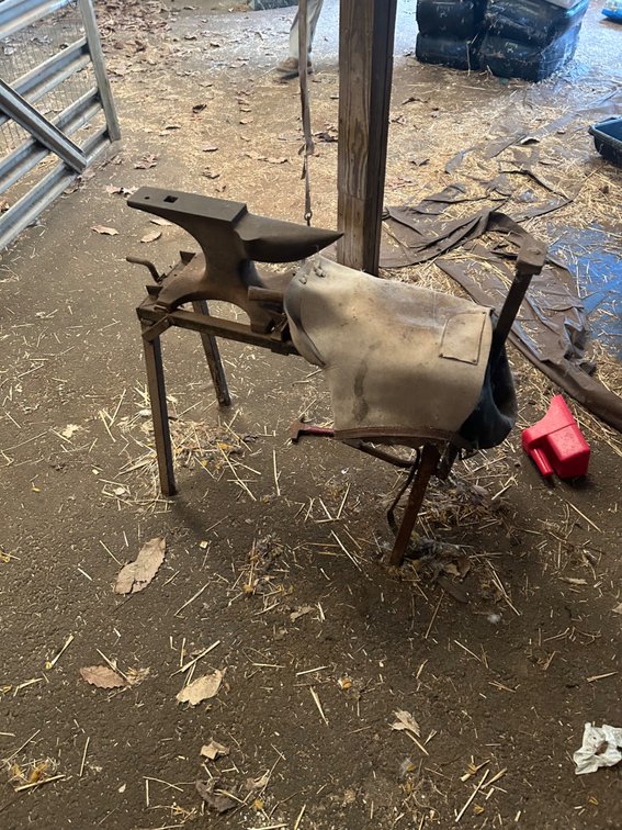 Large anvil with stand weight is approx 50lbs