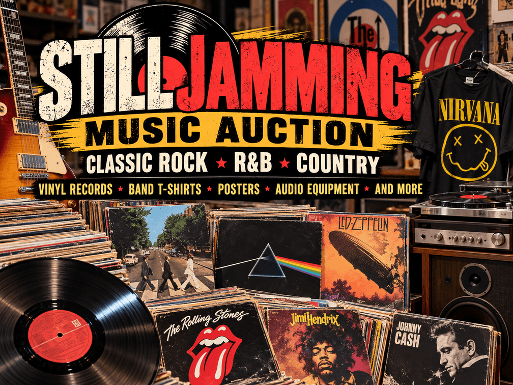 Image for Still Jamming Music Auction | Classic Rock, R&B & Country Vinyl Records, Band T-Shirts, Posters, Audio Equipment & More
