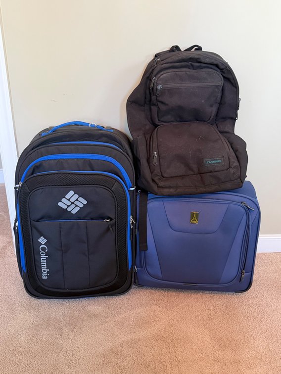 Suitcase luggage, backpack, blanket, comforter, pillow lot