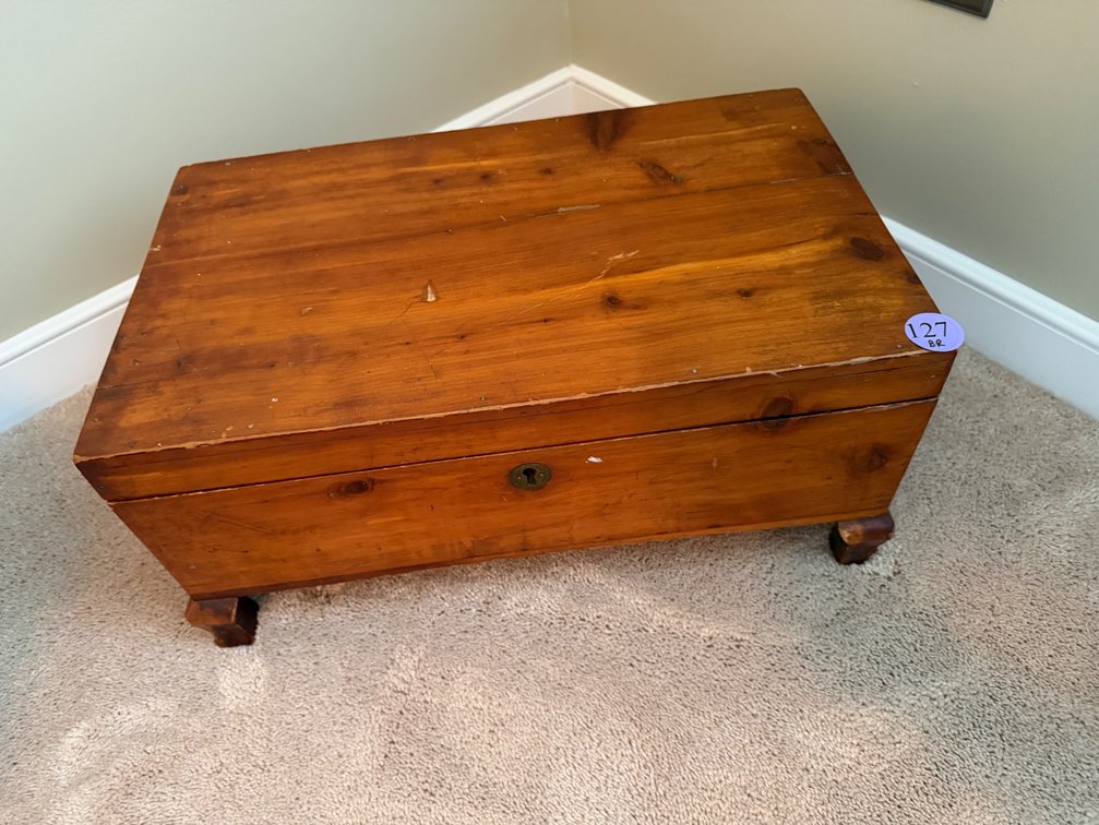 vintage wooden hope chest or cedar blanket chest from the mid-20th century