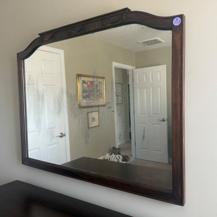 vintage dark wood wall mirror