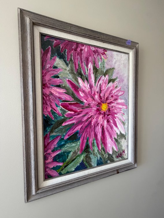Hand-painted floral artwork