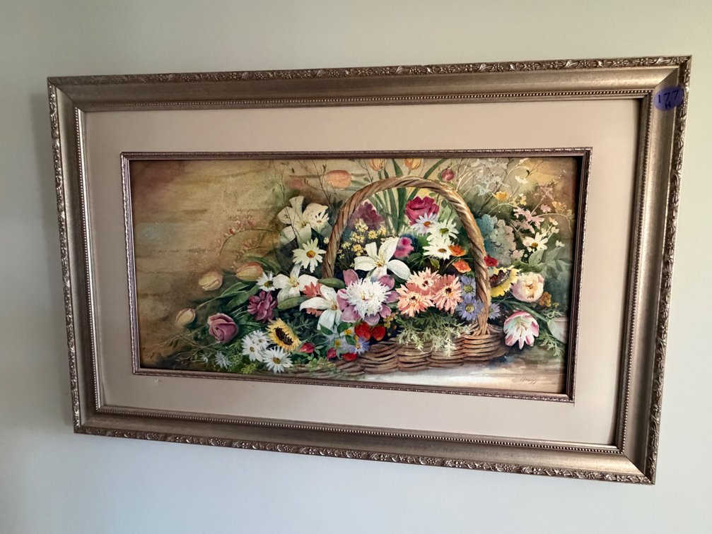 Framed floral picture