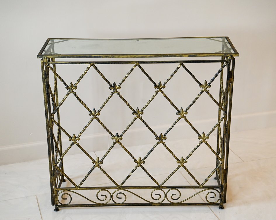 Metal and Glass-top Console Table