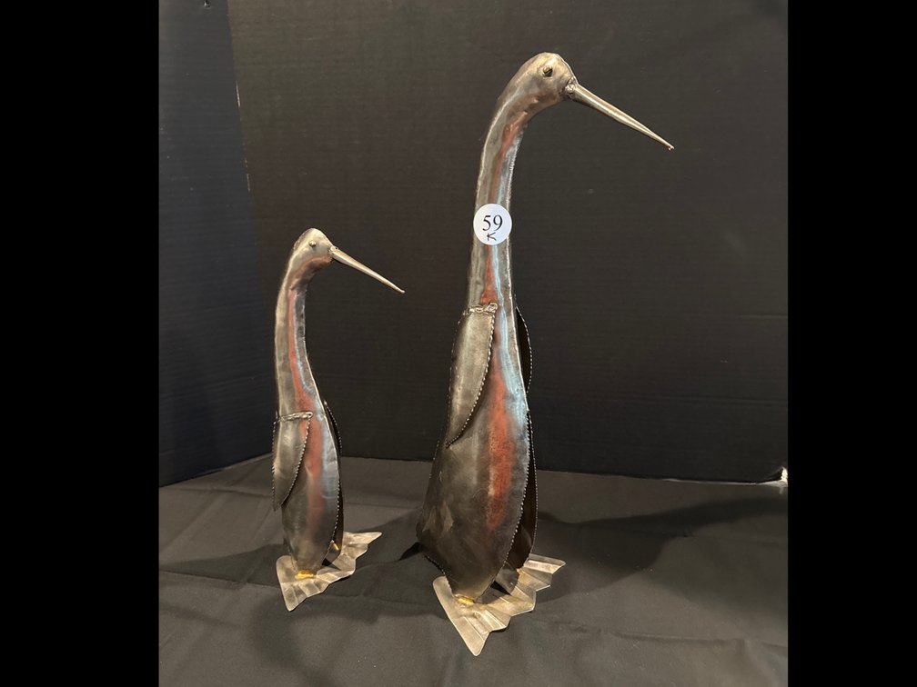 Mid-Century Style Metal Penguins, tallest is 16.5”