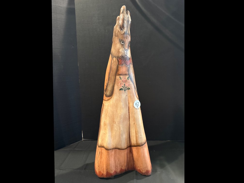 Carved Wooden Bunny, 24”T
