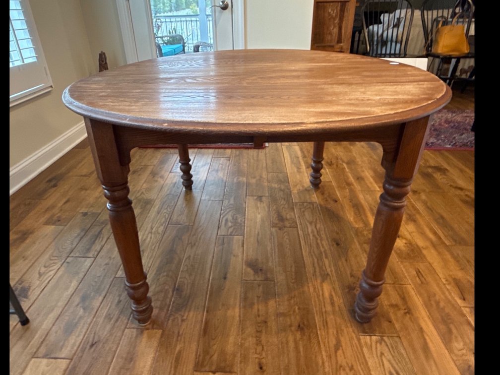 Antique Solid Wood Dinette Table, 45” diameter