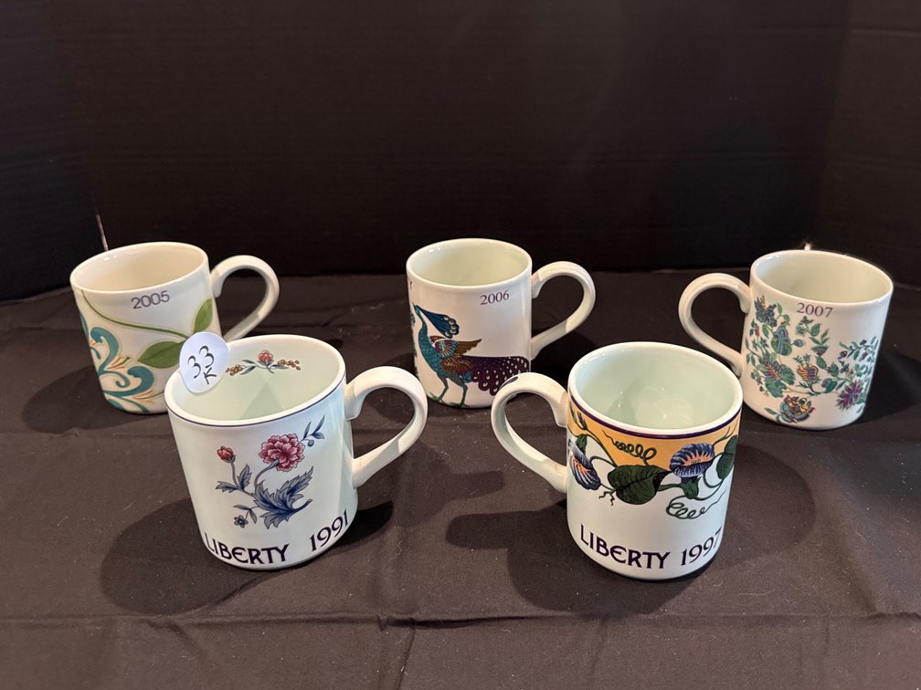 Mason and Adams Liberty Year Mugs made for Liberty London, 5pcs