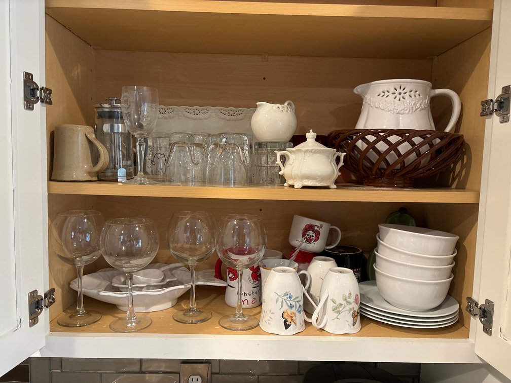 Cabinet lot; stemware and china