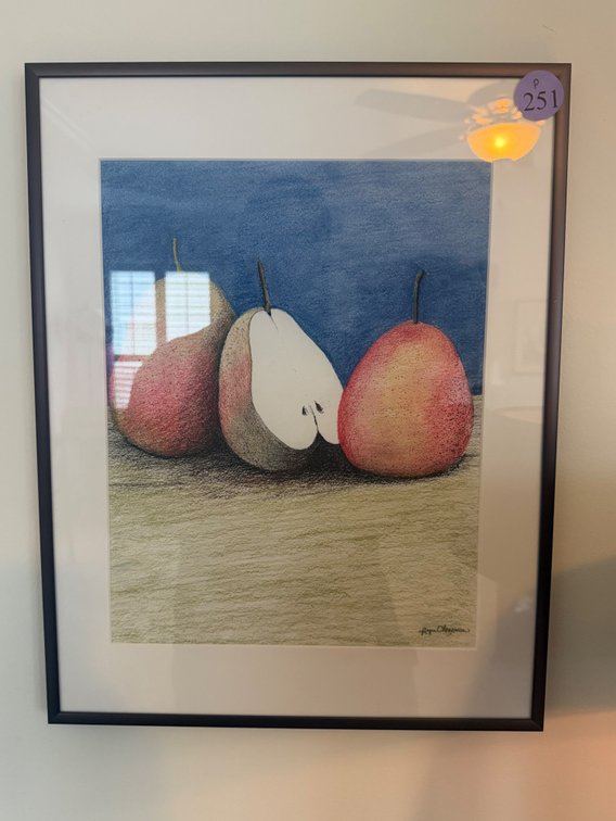 A framed still-life artwork