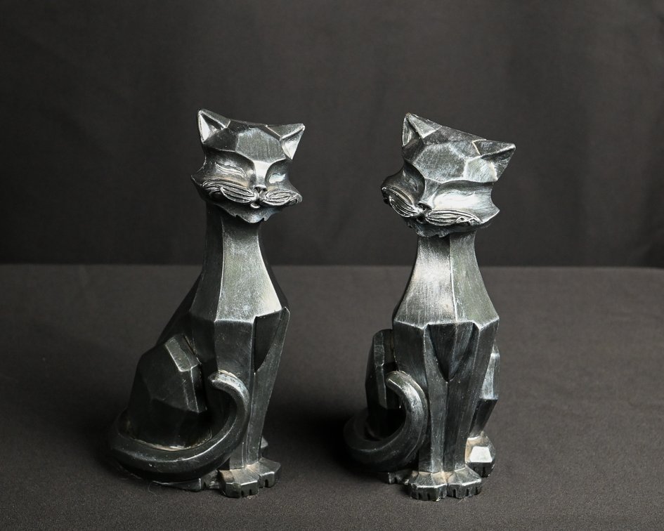 Pair of 1961 Universal Statuary Cubist Cats