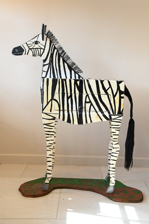 Whimsical, Hand-Painted Zebra